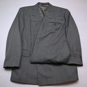 Vtg USA Made Double Breasted 46R 34x29 Gray Glenn Check Wool Jacket Pants Suit